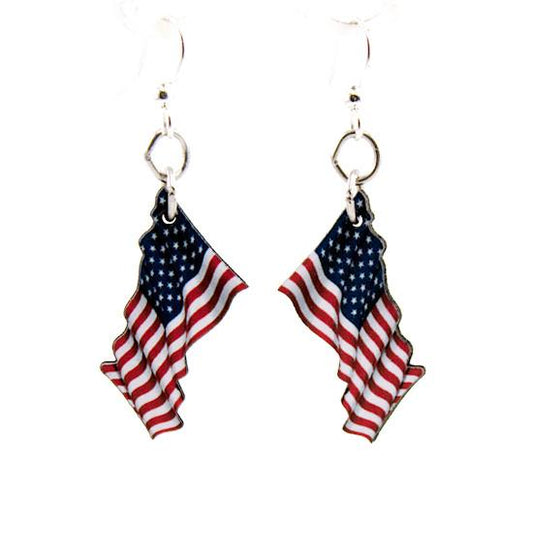 Waving American Flag Earrings #1578