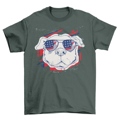 Cool American Funny Dog Wearing Sunglasses t-shirt