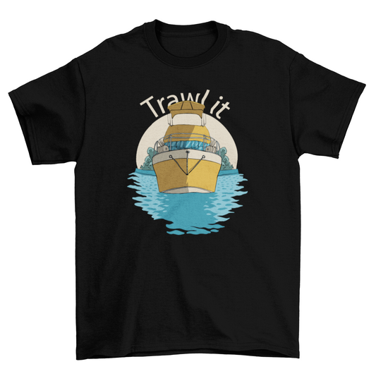 Trawler boat on ocean t-shirt