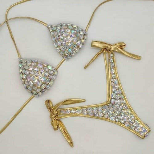 Diamond bikini set rhinestone swimwear crystal bathing suit sexy women