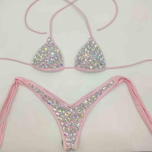 Diamond bikini set rhinestone swimwear crystal bathing suit sexy women