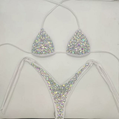 Diamond bikini set rhinestone swimwear crystal bathing suit sexy women