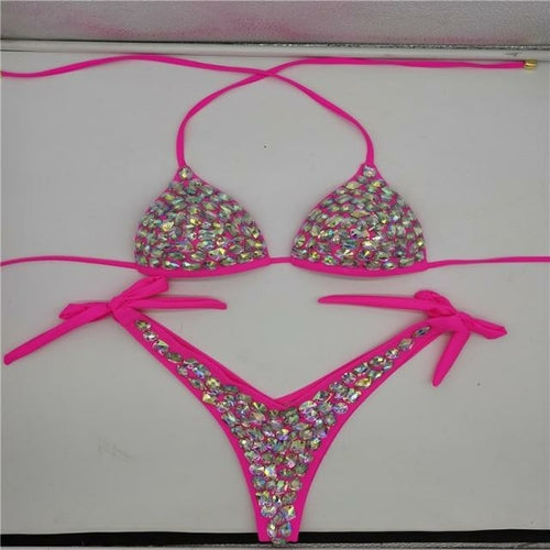 Diamond bikini set rhinestone swimwear crystal bathing suit sexy women